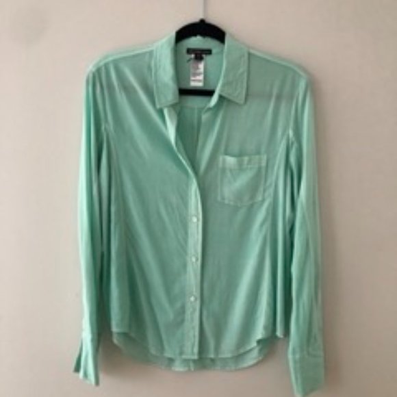 James Perse Seafoam Button-down Blouse - Picture 1 of 5